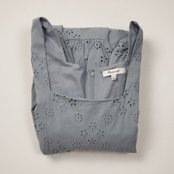 Madewell Eyelet Lizzie Babydoll Dress in Blue Horizon Women's Size 0 [NE734] NWT - Picture 15 of 16